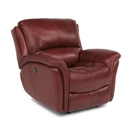 Casual Glider Recliner with Power Motion and Folded Pillow Arms